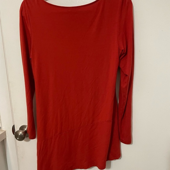 Eileen Fisher Asymmetrical long sleeve Jersey knit stretch burnt orange tunic M - Picture 7 of 7